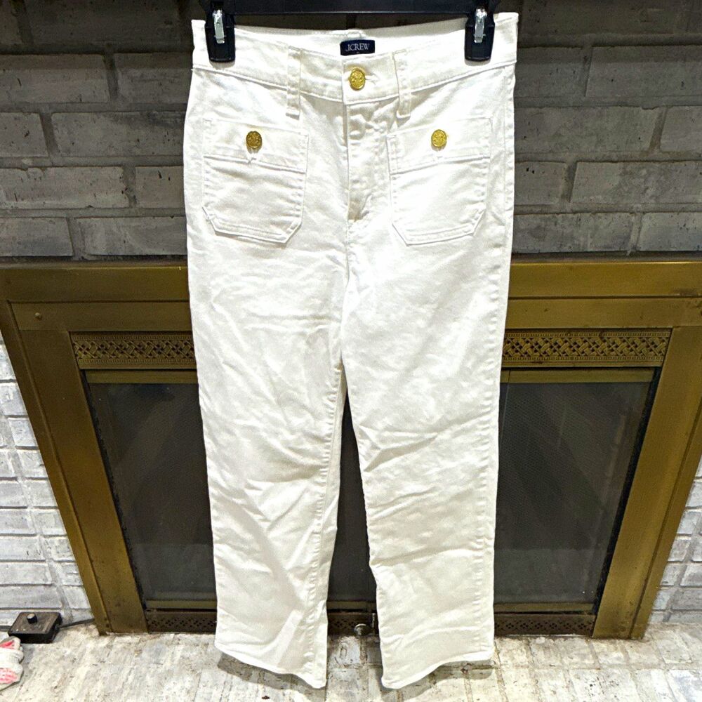 Women’s J.CREW Premium Edition White Slim Wide-Leg Denim Jeans Size 24